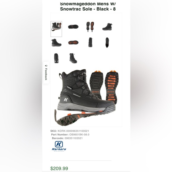 Men's or Women’s Black and Orange Waterproof Insulated Snow Boots - Picture 15 of 15